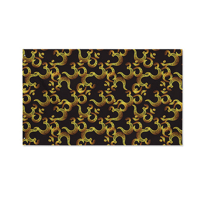 Gold Om Symbol Pattern Print Polyester Flag
