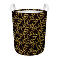 Gold Om Symbol Pattern Print Round Laundry Basket