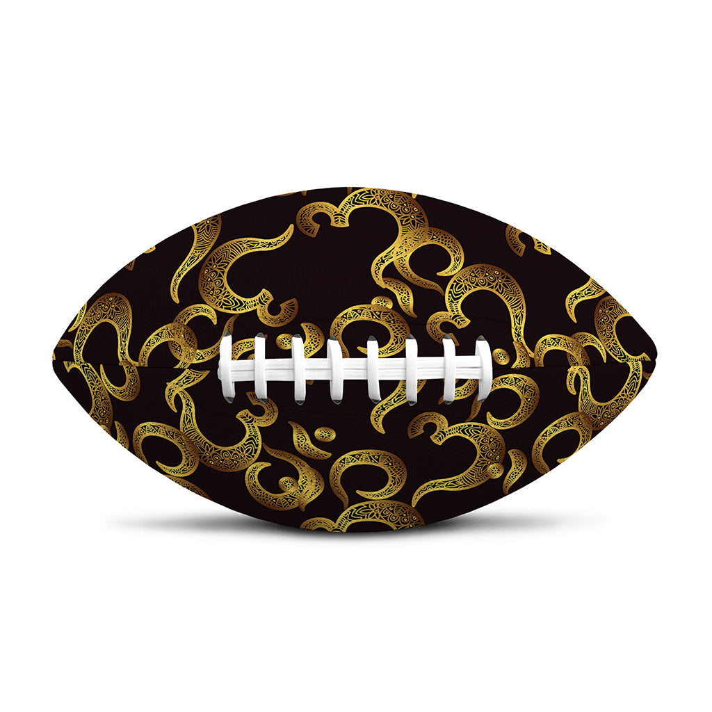 Gold Om Symbol Pattern Print Rugby Ball