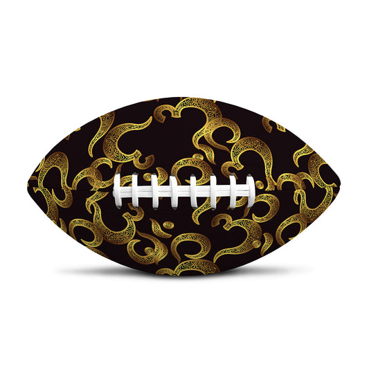 Gold Om Symbol Pattern Print Rugby Ball