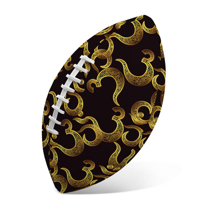 Gold Om Symbol Pattern Print Rugby Ball
