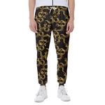 Gold Om Symbol Pattern Print Scuba Joggers