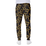 Gold Om Symbol Pattern Print Scuba Joggers