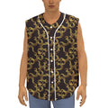Gold Om Symbol Pattern Print Sleeveless Baseball Jersey