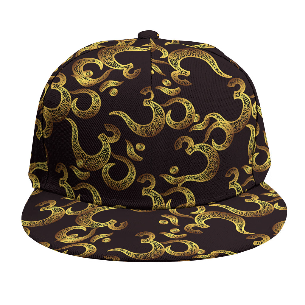 Gold Om Symbol Pattern Print Snapback Cap