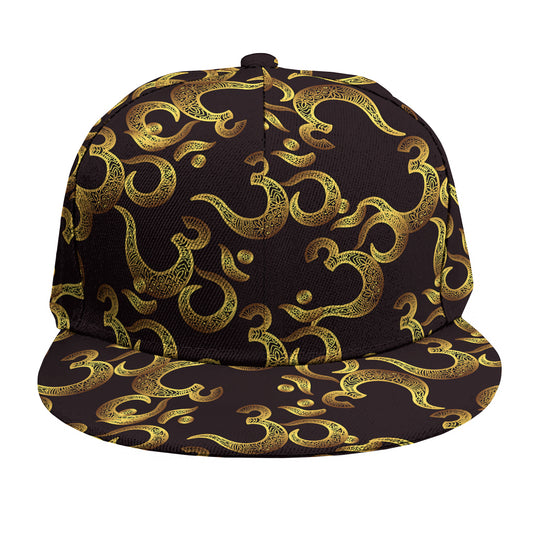 Gold Om Symbol Pattern Print Snapback Cap