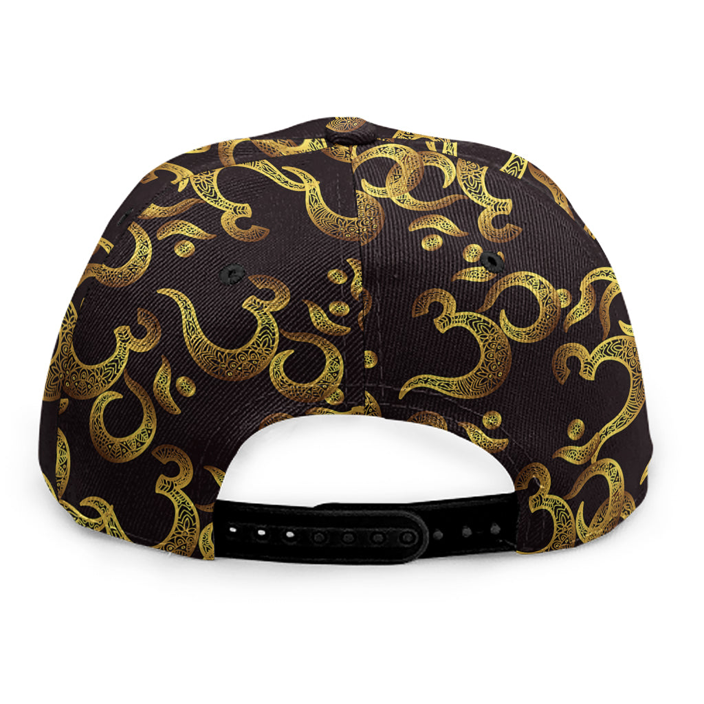 Gold Om Symbol Pattern Print Snapback Cap