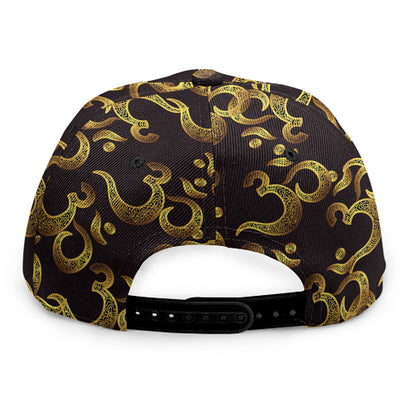 Gold Om Symbol Pattern Print Snapback Cap