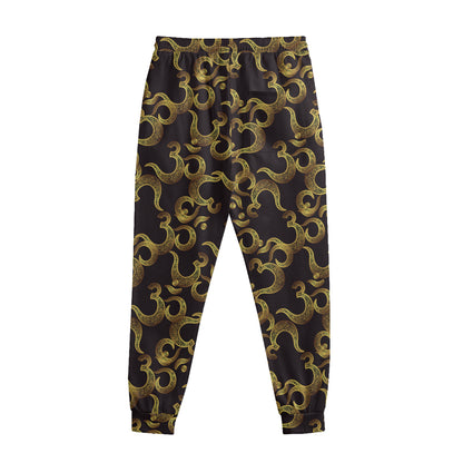 Gold Om Symbol Pattern Print Sweatpants