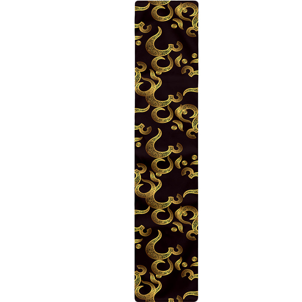 Gold Om Symbol Pattern Print Table Runner