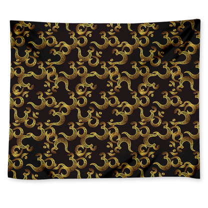 Gold Om Symbol Pattern Print Tapestry