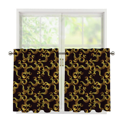 Gold Om Symbol Pattern Print Tier Curtains