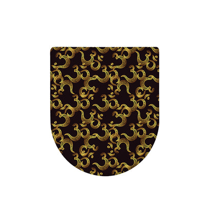 Gold Om Symbol Pattern Print Toilet Lid Cover