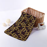 Gold Om Symbol Pattern Print Towel