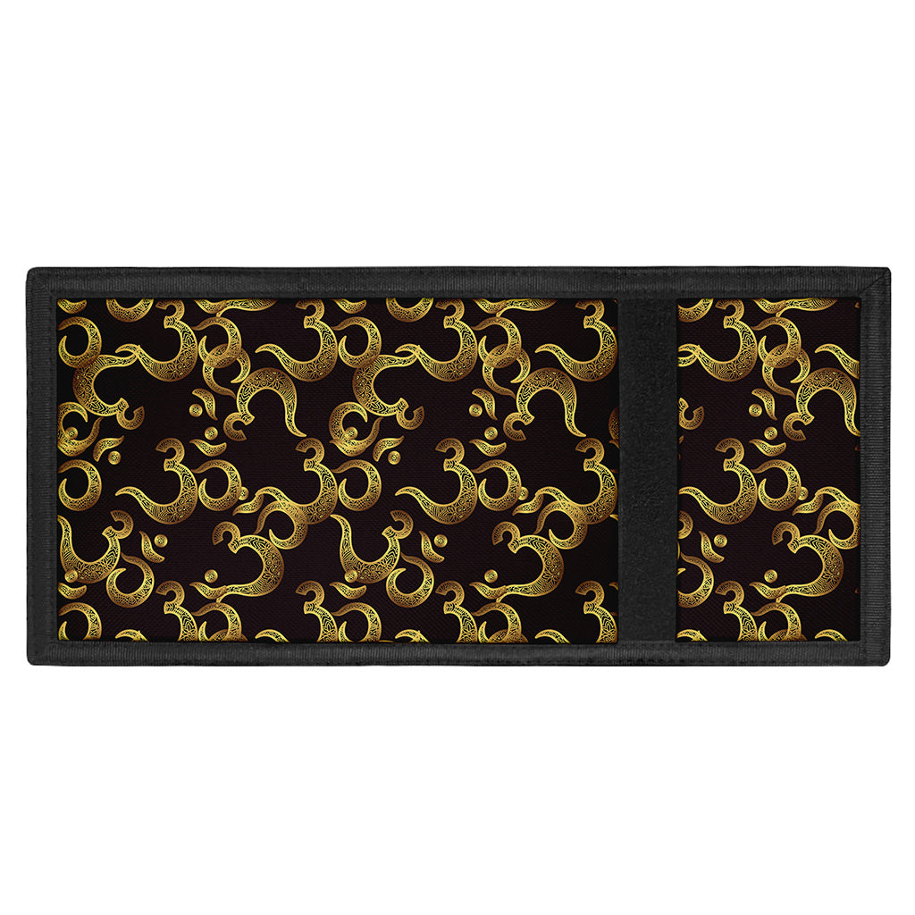 Gold Om Symbol Pattern Print Trifold Wallet