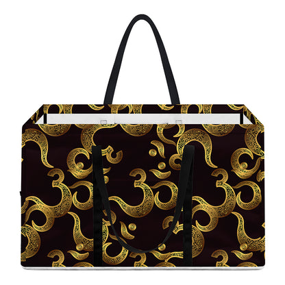Gold Om Symbol Pattern Print Utility Tote Bag