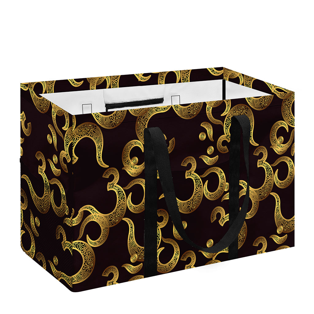 Gold Om Symbol Pattern Print Utility Tote Bag