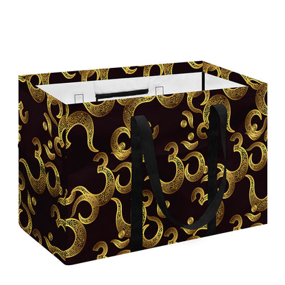 Gold Om Symbol Pattern Print Utility Tote Bag