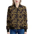 Gold Om Symbol Pattern Print Women's Bomber Jacket