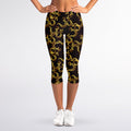 Gold Om Symbol Pattern Print Women's Capri Leggings