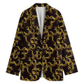 Gold Om Symbol Pattern Print Women's Cotton Blazer