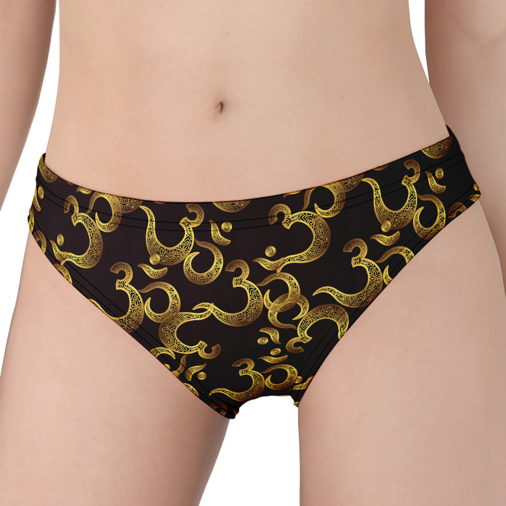 Gold Om Symbol Pattern Print Women's Panties