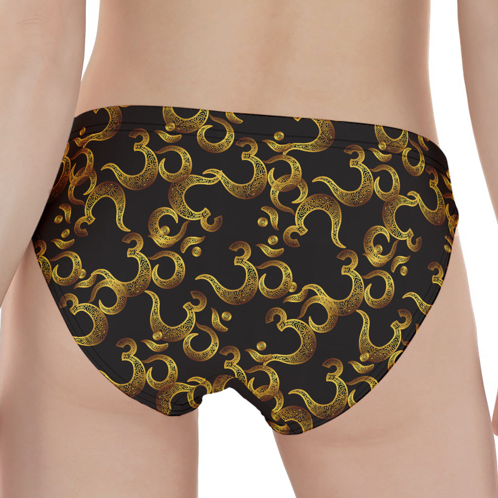 Gold Om Symbol Pattern Print Women's Panties