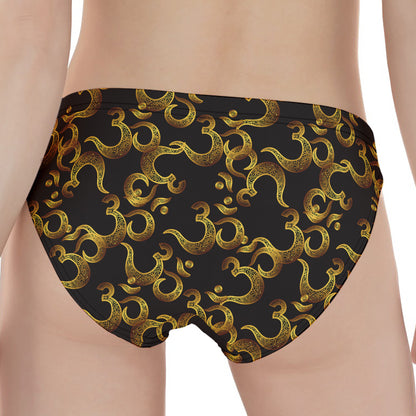 Gold Om Symbol Pattern Print Women's Panties