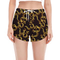 Gold Om Symbol Pattern Print Women's Split Running Shorts
