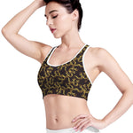 Gold Om Symbol Pattern Print Women's Sports Bra