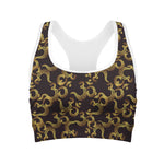 Gold Om Symbol Pattern Print Women's Sports Bra