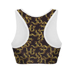 Gold Om Symbol Pattern Print Women's Sports Bra