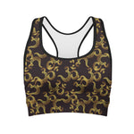 Gold Om Symbol Pattern Print Women's Sports Bra