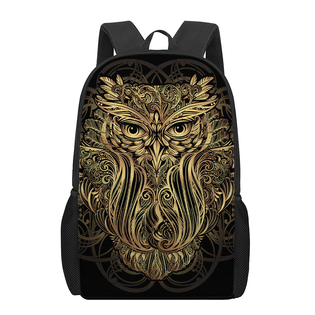 Gold Owl Spirit Print 17 Inch Backpack