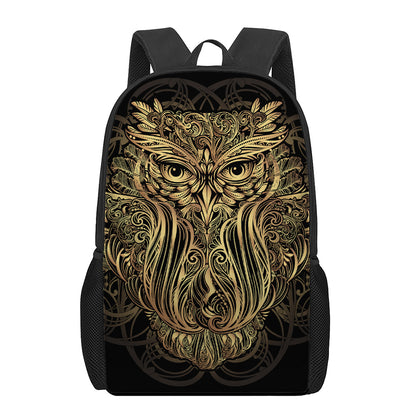 Gold Owl Spirit Print 17 Inch Backpack