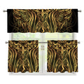 Gold Owl Spirit Print 3 Piece Kitchen Curtains