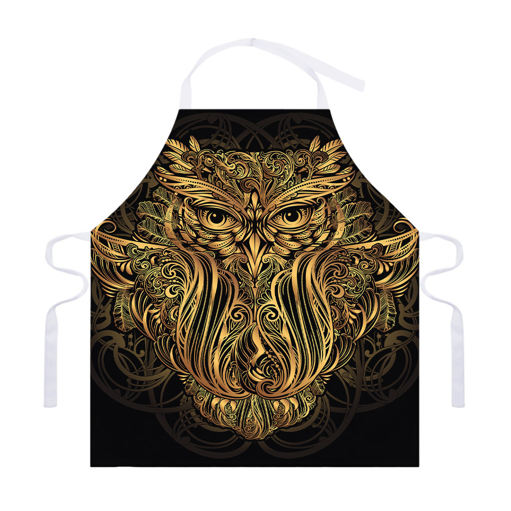 Gold Owl Spirit Print Adjustable Apron