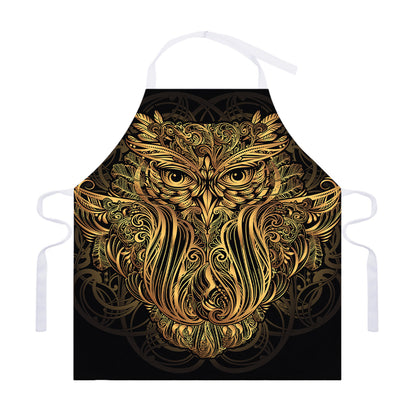 Gold Owl Spirit Print Adjustable Apron