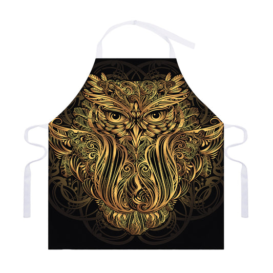 Gold Owl Spirit Print Adjustable Apron