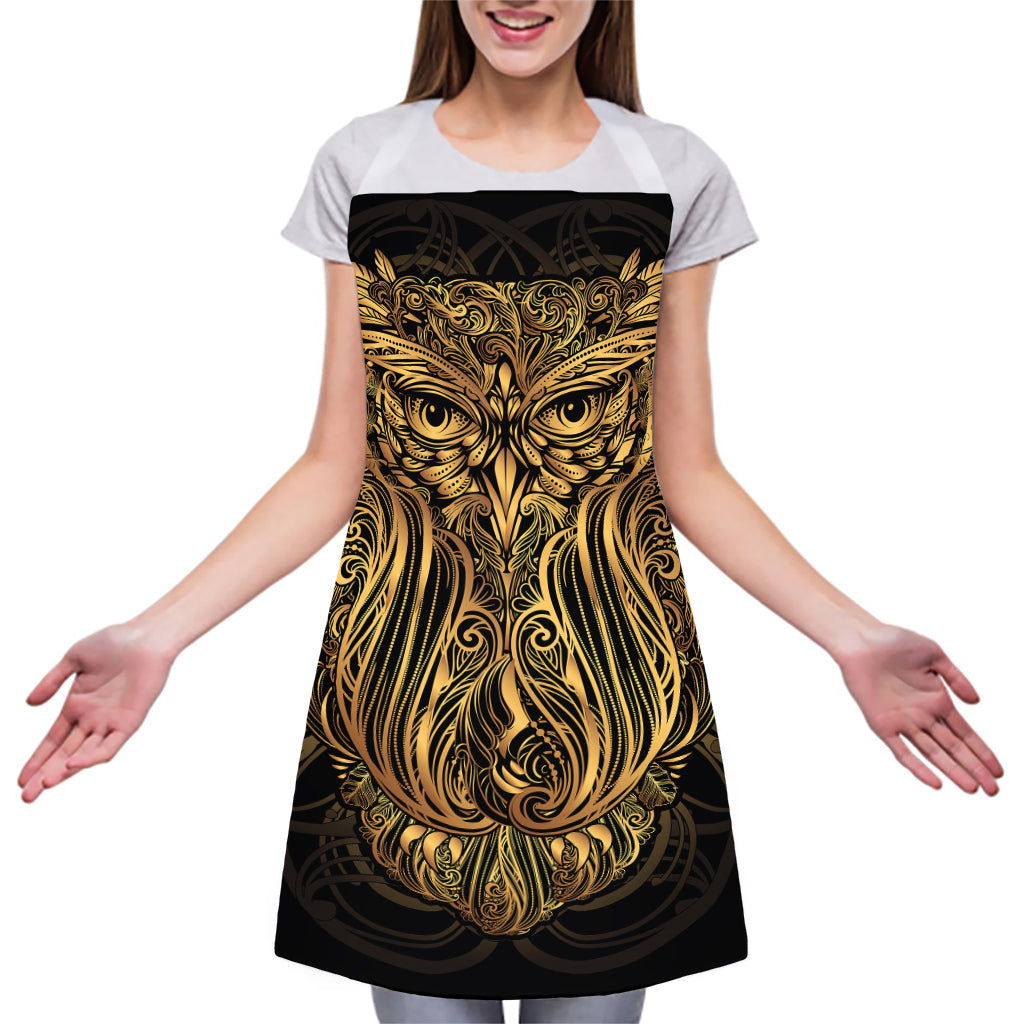 Gold Owl Spirit Print Adjustable Apron