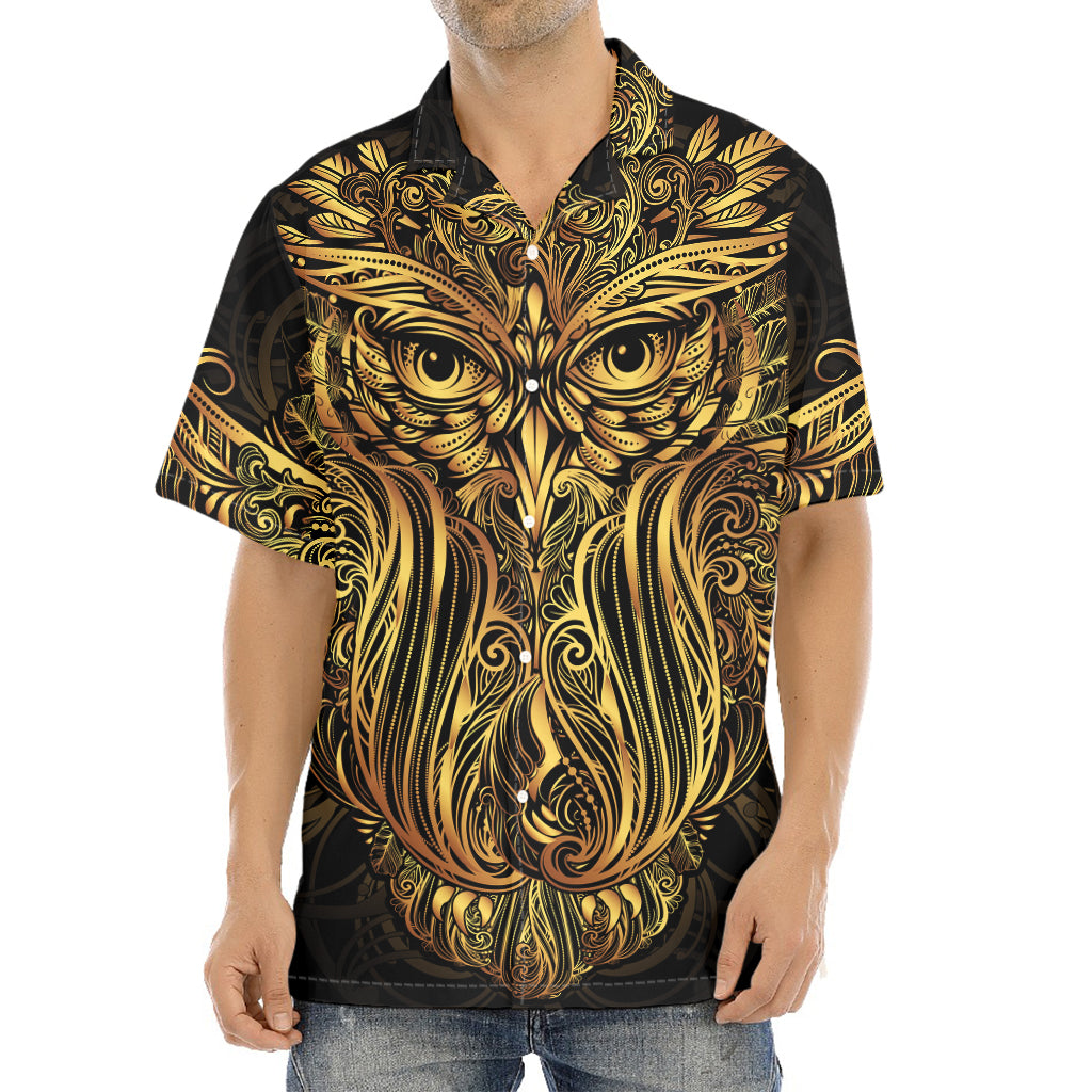 Gold Owl Spirit Print Aloha Shirt