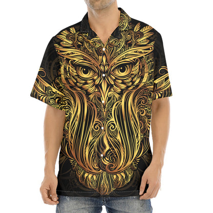 Gold Owl Spirit Print Aloha Shirt