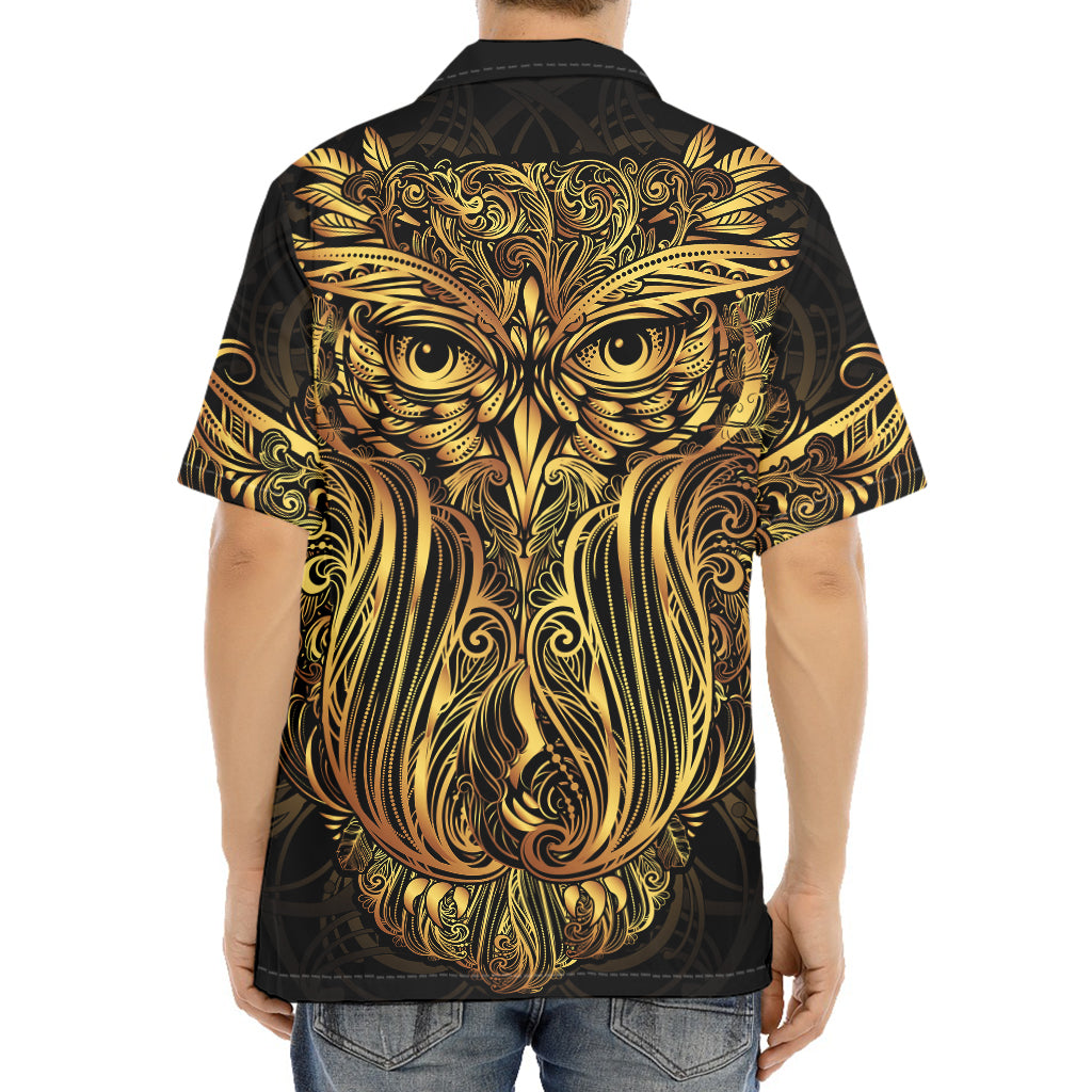 Gold Owl Spirit Print Aloha Shirt