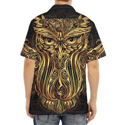 Gold Owl Spirit Print Aloha Shirt