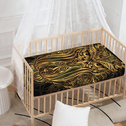 Gold Owl Spirit Print Baby Crib Sheet
