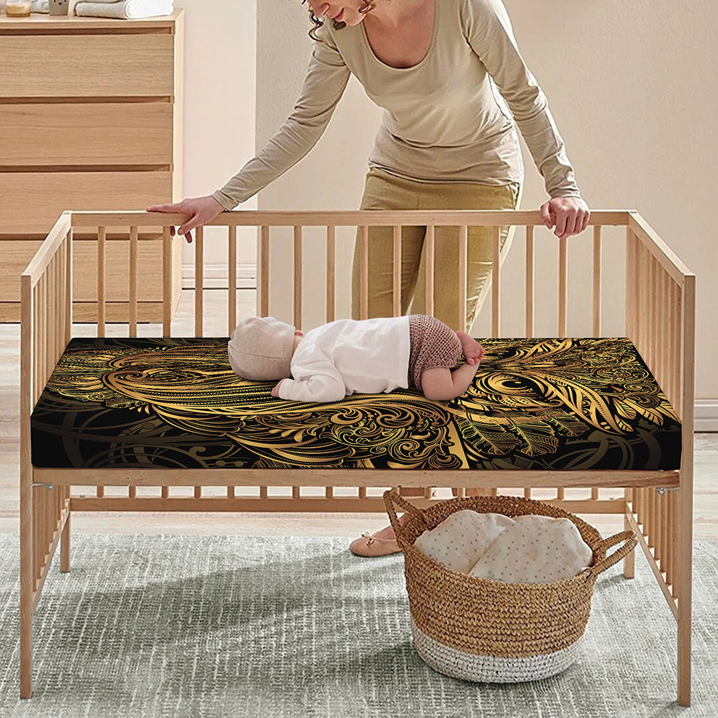 Gold Owl Spirit Print Baby Crib Sheet