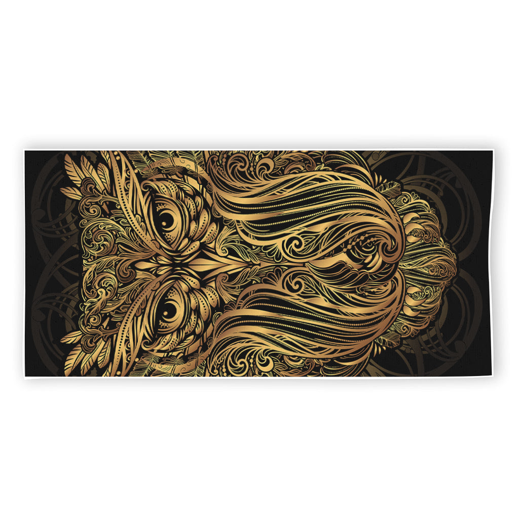 Gold Owl Spirit Print Beach Towel