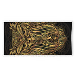 Gold Owl Spirit Print Beach Towel