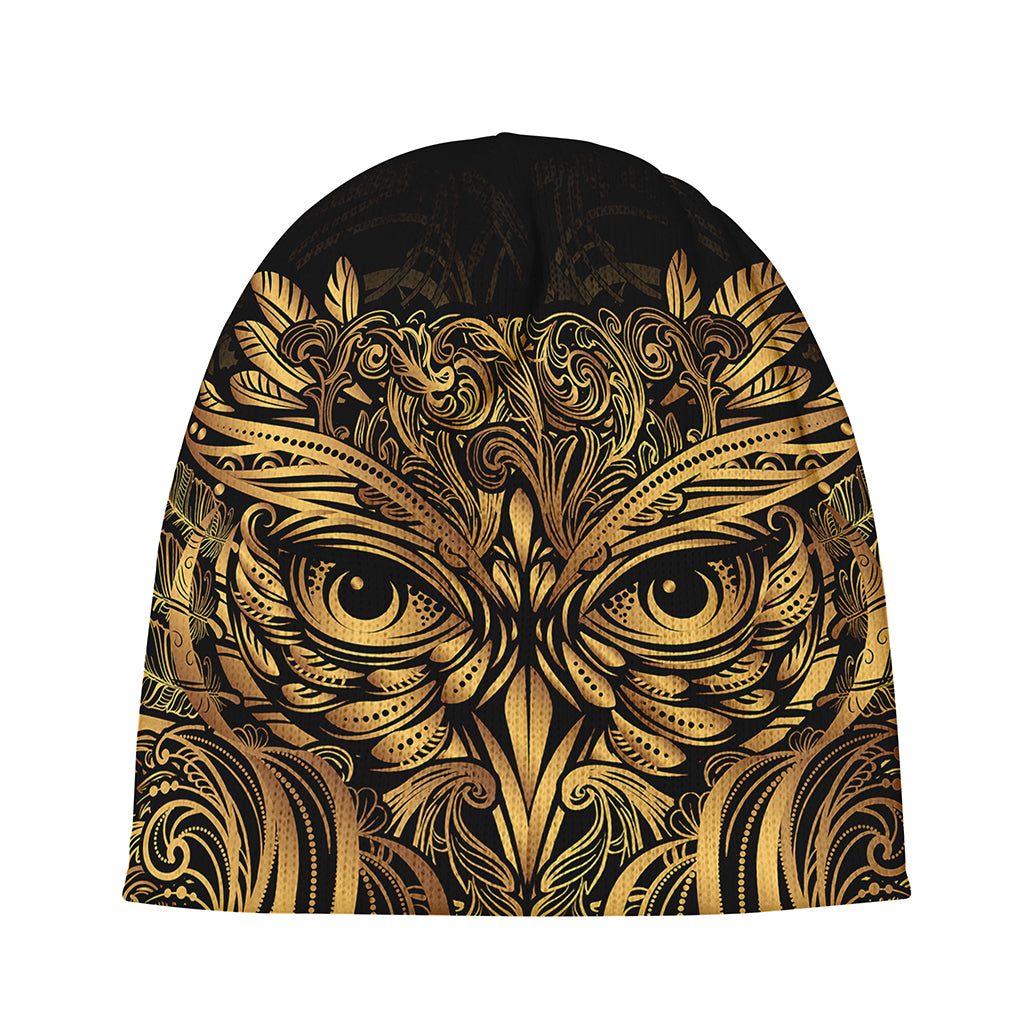 Gold Owl Spirit Print Beanie