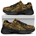 Gold Owl Spirit Print Black Chunky Shoes